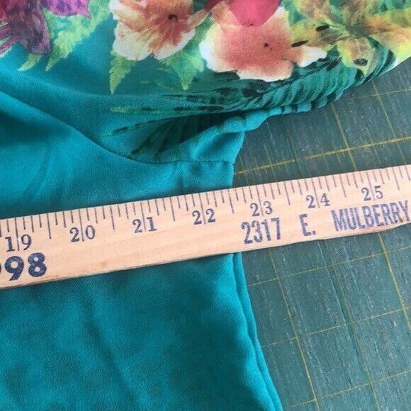 Soft Surroundings Tropical Flowers Teal Top Women's Cheetah Chiffon Sz XL Fairy - Picture 4 of 5